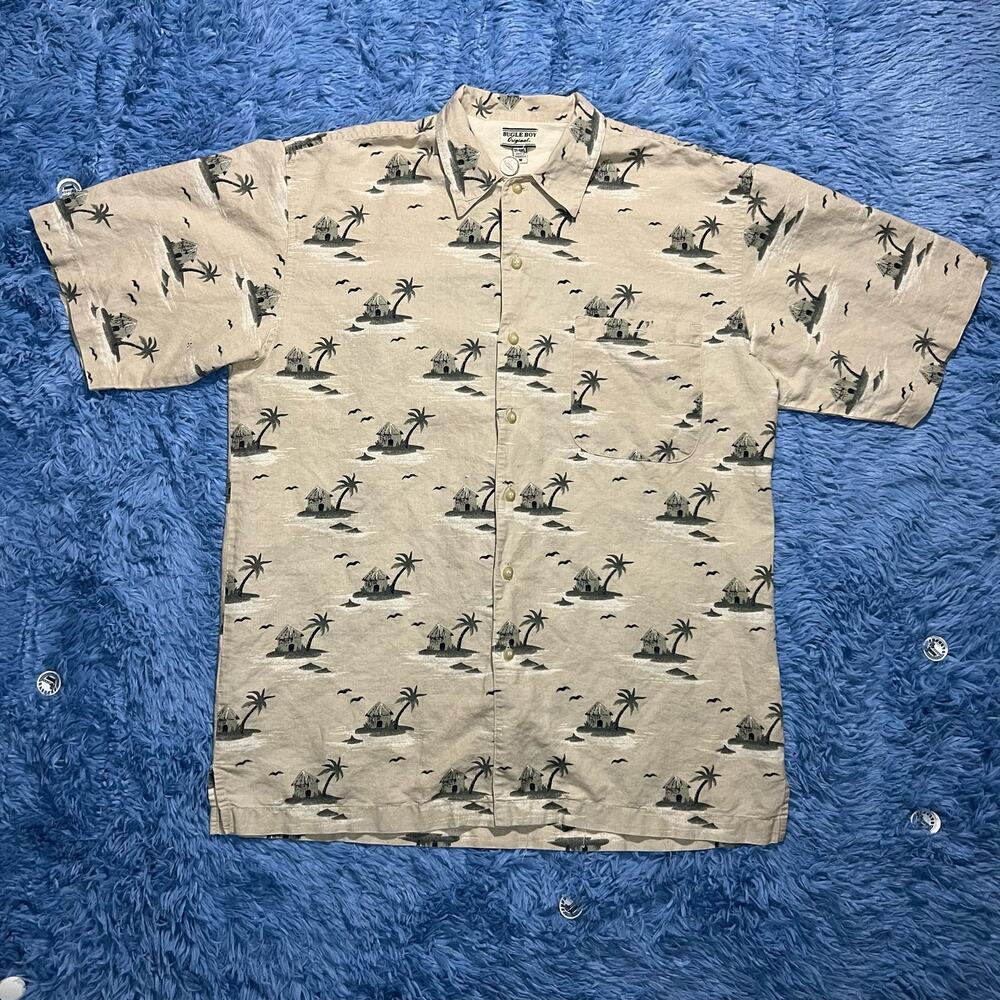 Bugle Boy Button Up Collard Shirt Size Medium Mens Retro Hawaiian Summer Y2K